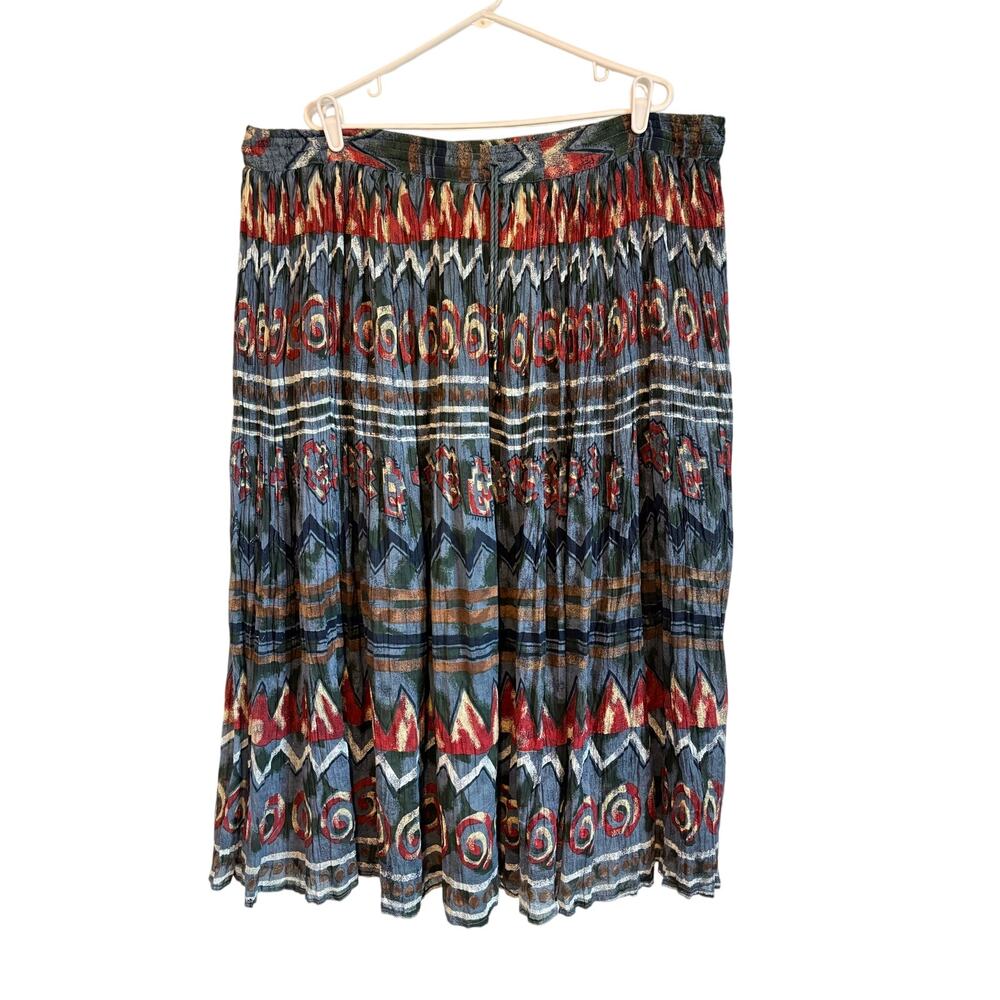 Just Class Vintage 90s Broomstick Crinkle Maxi Skirt Cotton Bells Boho Chic